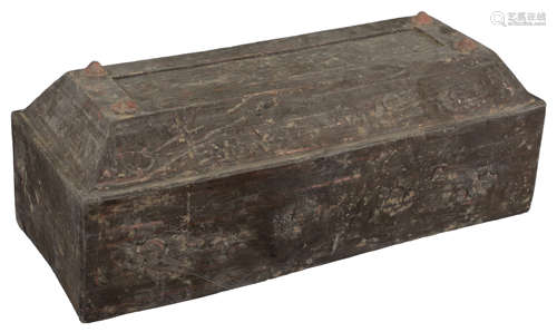 A Rare Large Chinese Han Dynasty Painted Pottery Box