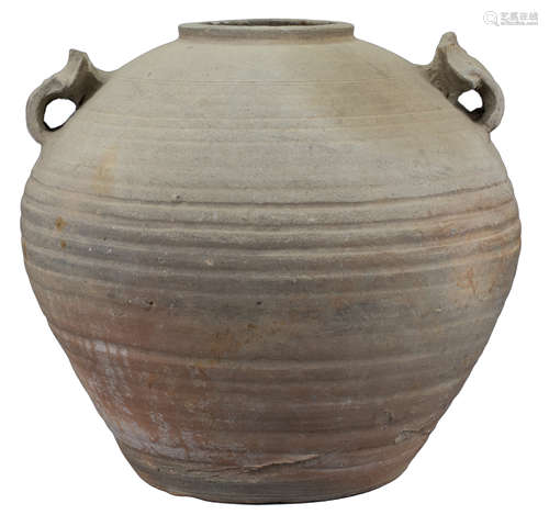 A Large Chinese Western Han Dynasty Round Stoneware Jar