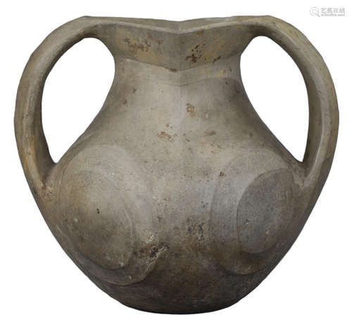 A Chinese Han Dynasty Twin-Handled Pottery Amphora