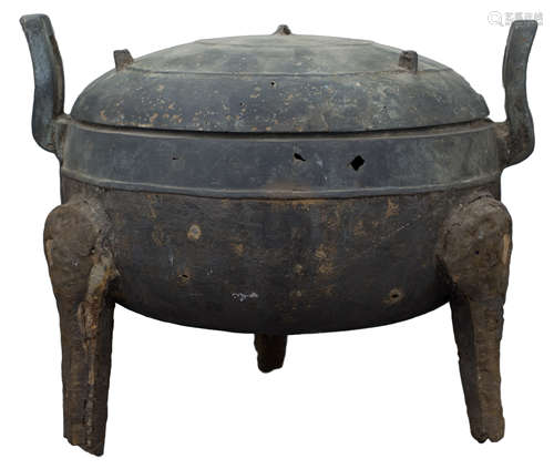 An Extremely Rare Chinese Han Dynasty Bronze & Iron Ding