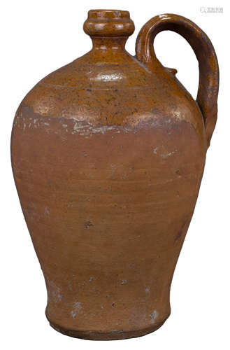 An English 19th Century Country Pottery Bottle with Handle