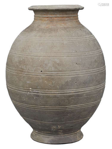 A Rare Chinese Western Han Dynasty Incised Pottery Jar