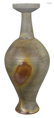 A Tall Studio Pottery Glazed Stoneware Vase / Bottle by Chris Lewis