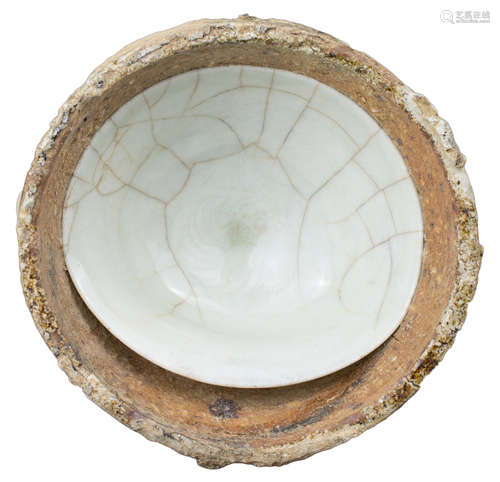 A Fine Chinese Song Dynasty Qingbai Porcelain Dish in Kiln Saggar