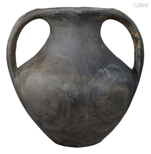 A Rare Large Chinese Han Dynasty Black Pottery Amphora