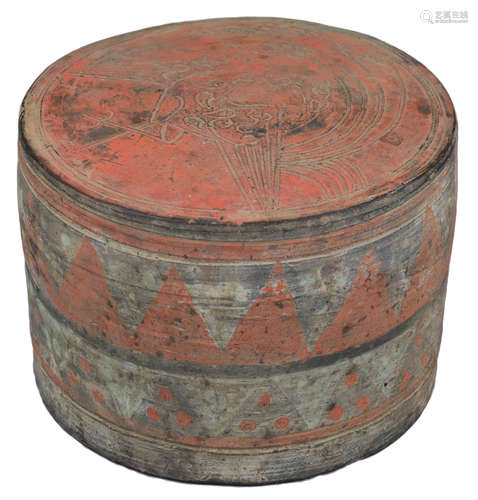 A Rare Chinese Han Dynasty Painted & Incised Pottery Box – Phoenix