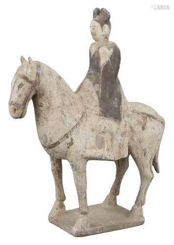 A Chinese Northern Wei Dynasty Painted Pottery Horse & Female Rider