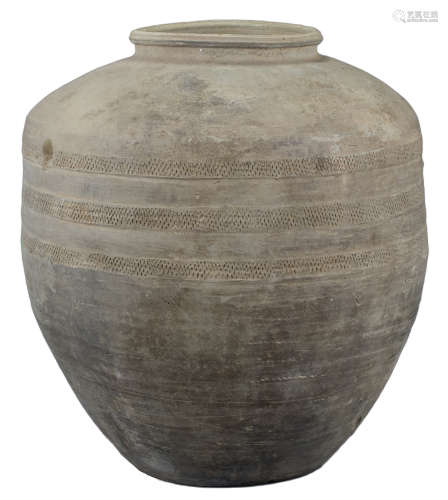 A LARGE Chinese Warring States Impressed Pottery Jar (475 - 221 BC)
