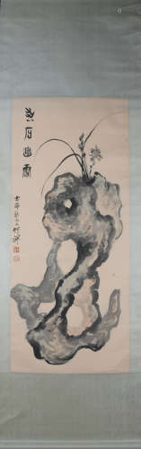 Qing dynasty Zhu chan's stone&orchid painting