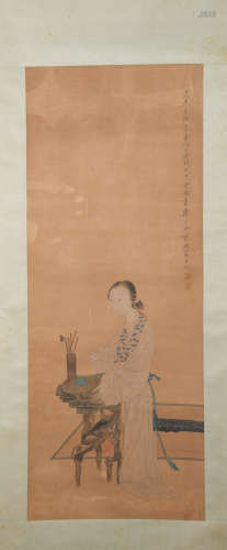Qing dynasty Que lan's figure painting