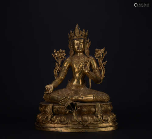 Ming dynasty gilt bronze statue of Avalokiteshvara