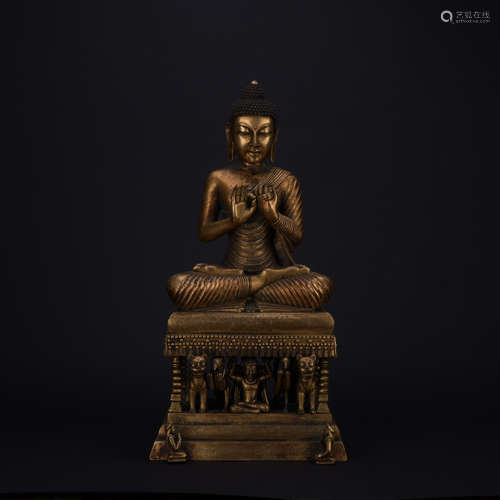 Qing dynasty gilt bronze statue of shakyamuni