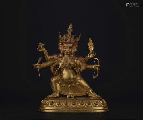 Qing dynasty gilt bronze statue of Parnashavari