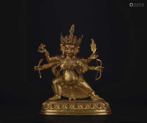 Qing dynasty gilt bronze statue of Parnashavari