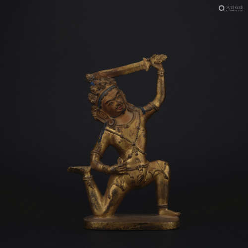 Qing dynasty gilt bronze statue of Manjushri