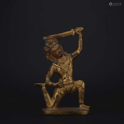 Qing dynasty gilt bronze statue of Manjushri