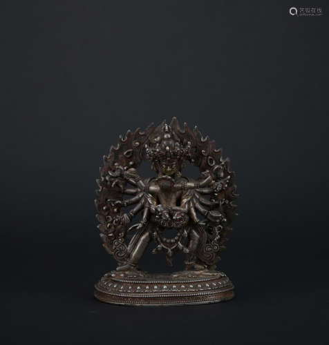 Qing dynasty silver statue of Hevajra