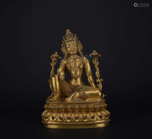 Qing dynasty gilt bronze statue of Arya Avalokiteshvara