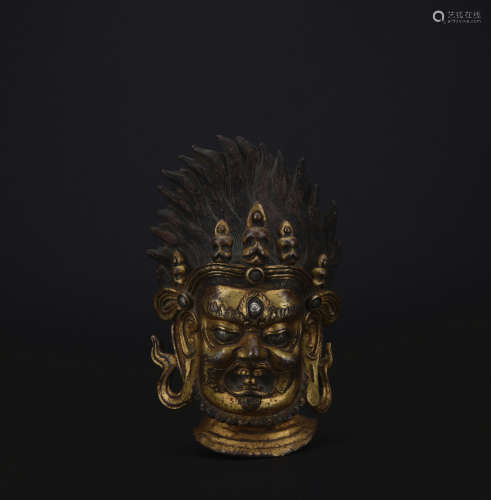 Qing dynasty gilt bronze Buddha head