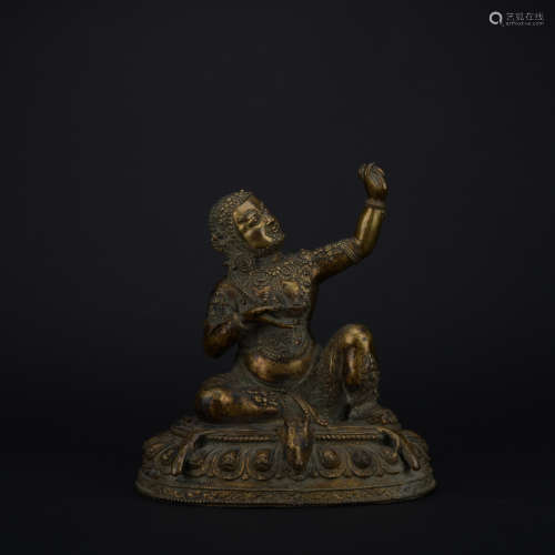 Qing dynasty gilt bronze statue of God of wealth