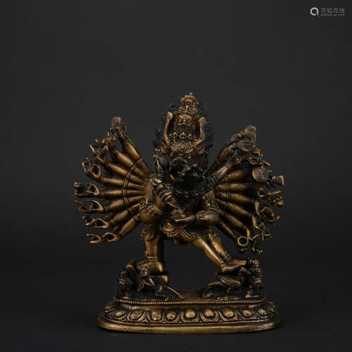 Qing dynasty gilt bronze statue of Yamantaka