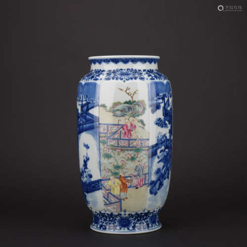 Qing dynasty famille rose jar with figures pattern