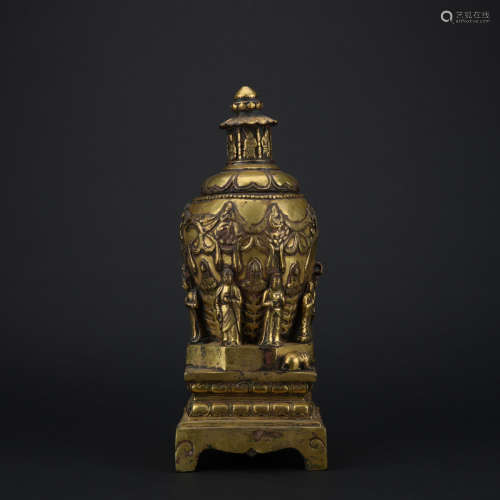 Qing dynasty gilt bronze pagoda