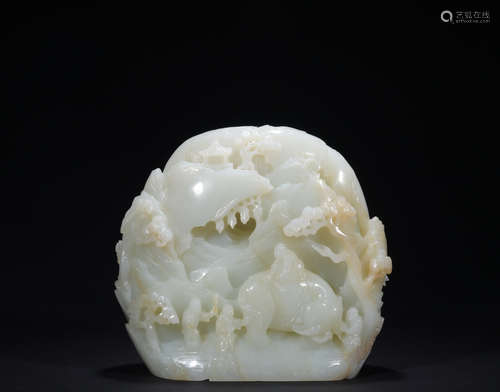 Qing dynasty jade figure and mountain ornament