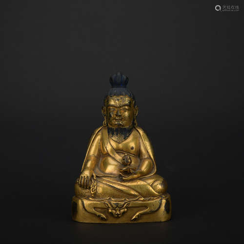 Qing dynasty gilt bronze statue of guru