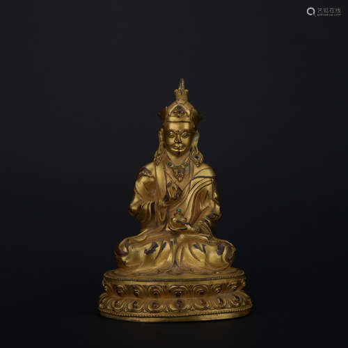 Qing dynasty gilt bronze statue of Padmasambhava