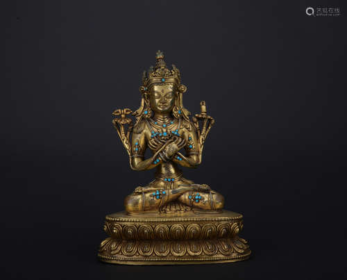 Qing dynasty gilt bronze statue of Green Tara