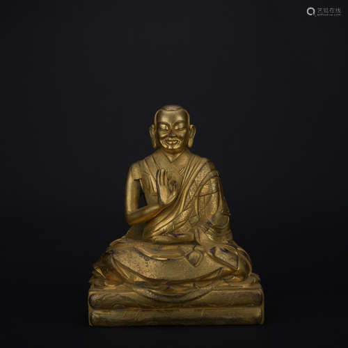 Qing dynasty gilt bronze statue of guru