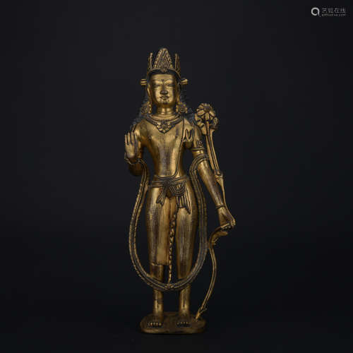 Qing dynasty gilt bronze statue of Padmapani Avalokiteshvara