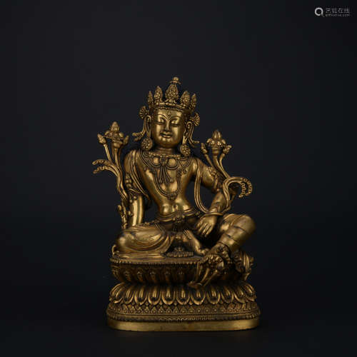 Qing dynasty gilt bronze statue of Avalokiteshvara