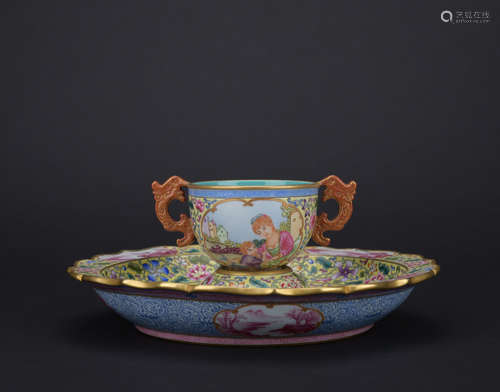 Qing dynasty famille rose tea cup 1*set