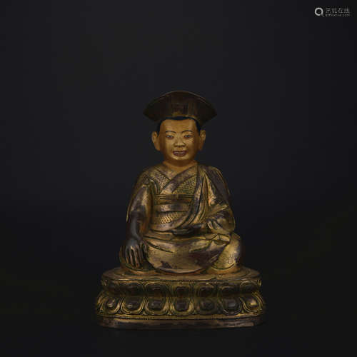 Qing dynasty gilt bronze statue of guru