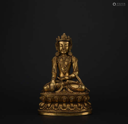 Ming dynasty gilt bronze statue of Measureless life Buddha