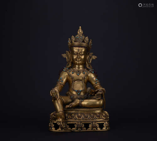 Qing dynasty gilt bronze statue of Avalokiteshvara