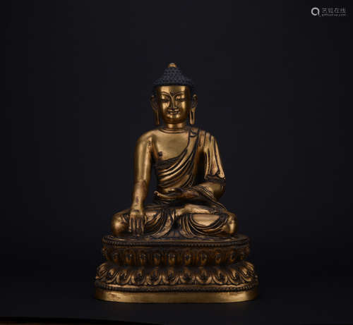 Ming dynasty gilt bronze statue of shakyamuni