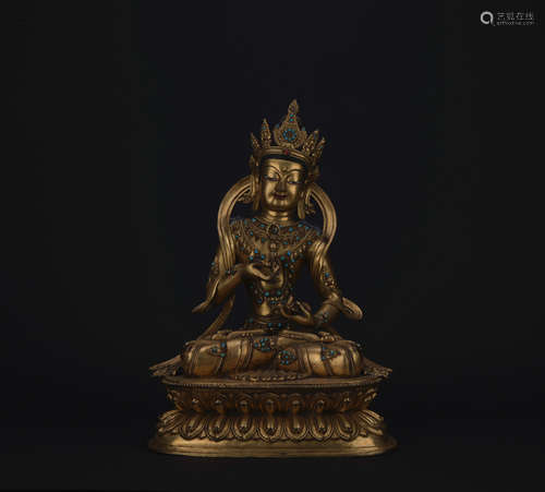 Qing dynasty gilt bronze statue of vajradhara