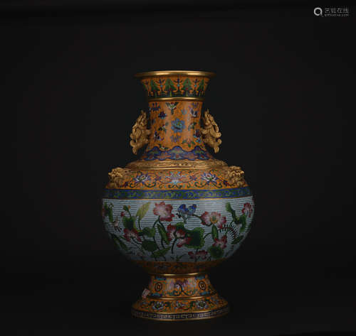 Qing dynasty cloisonne bottle