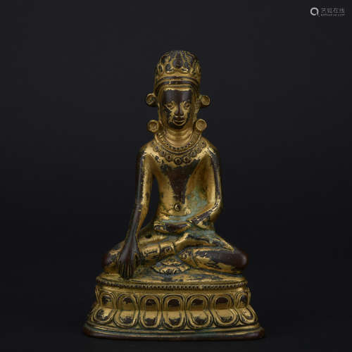 Qing dynasty gilt bronze statue of guru