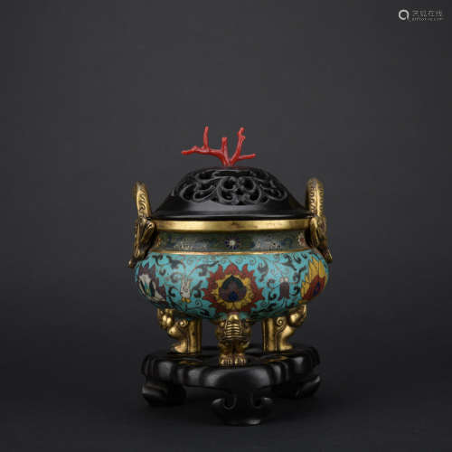Qing dynasty cloisonne incense burner