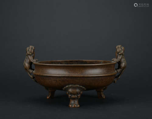 Qing dynasty bronze incense burner