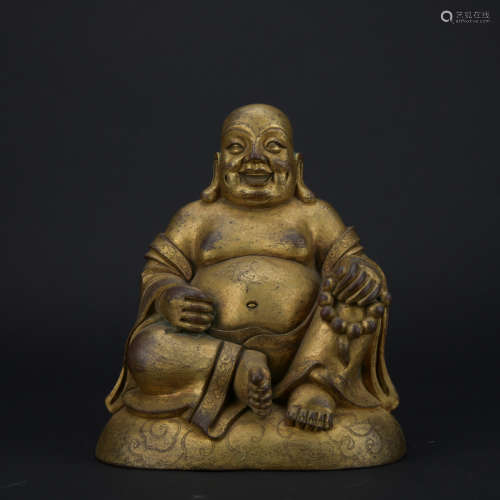 Qing dynasty gilt bronze statue of Maitreya