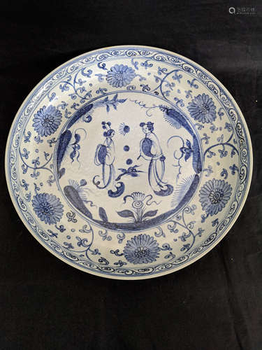 青花仕女盘
Blue and White Maiden Plate