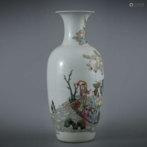 Qing famille rose vase with eight immortals pattern
