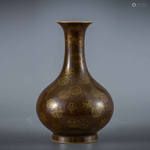 Qing purple gold glazed golden beer ball and …