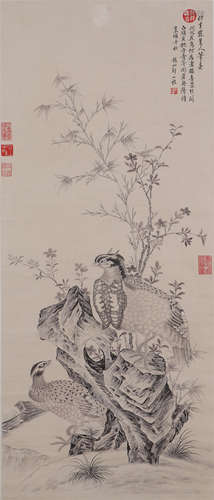 CHINESE PAINTING OF FLOWER AND BIRD BY ZOU YIGUI