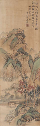 CHINESE PAINTING OF MOUNTAIN VIEWS & CALLIGRAPHY